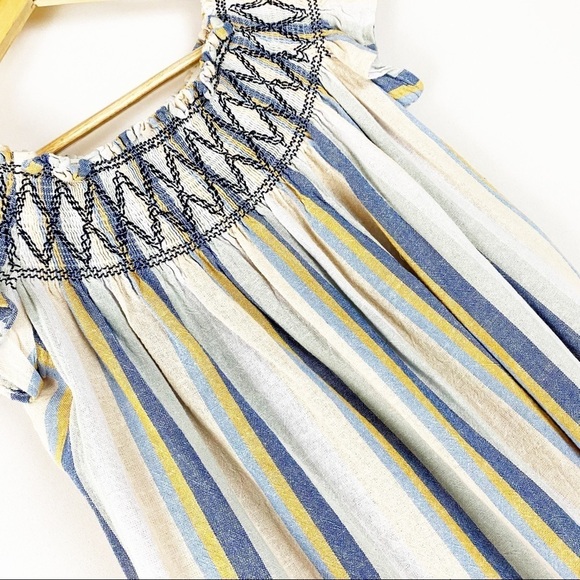 4OUR Dreamers Striped Linen Blend Dress Boho Bohemian - Picture 5 of 5